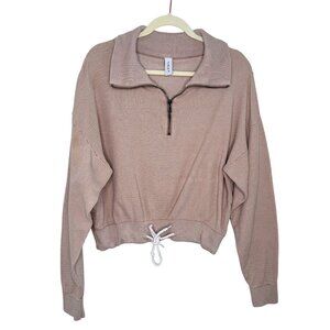 Varley Tan Pullover Sweater With Drawstring Hem, M